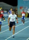 Richard Kilty in 4x100m heats action before forming part of GB's winning team in the 'B' final