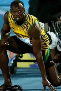 Usain Bolt looks on after the men's 4x100m final