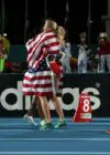 USA's 4x800m team celebrate on the track following their win