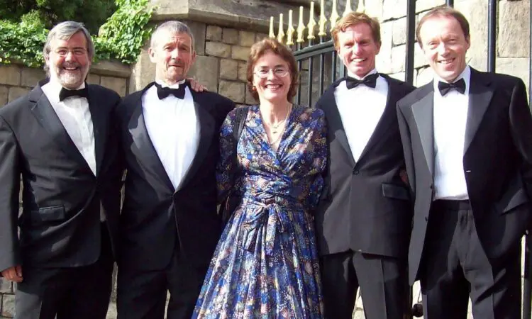 L-R Mike Gratton, Steve Jones, Veronique Marot, Hugh Jones and Charlie Spedding (taken in 2008 just before dinner with Queen at
