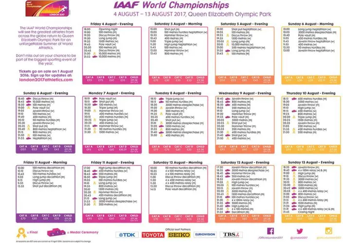 IAAF_World_Championships_Timetable