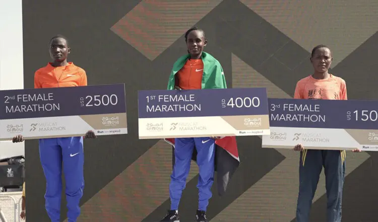 Womens Marathon podium