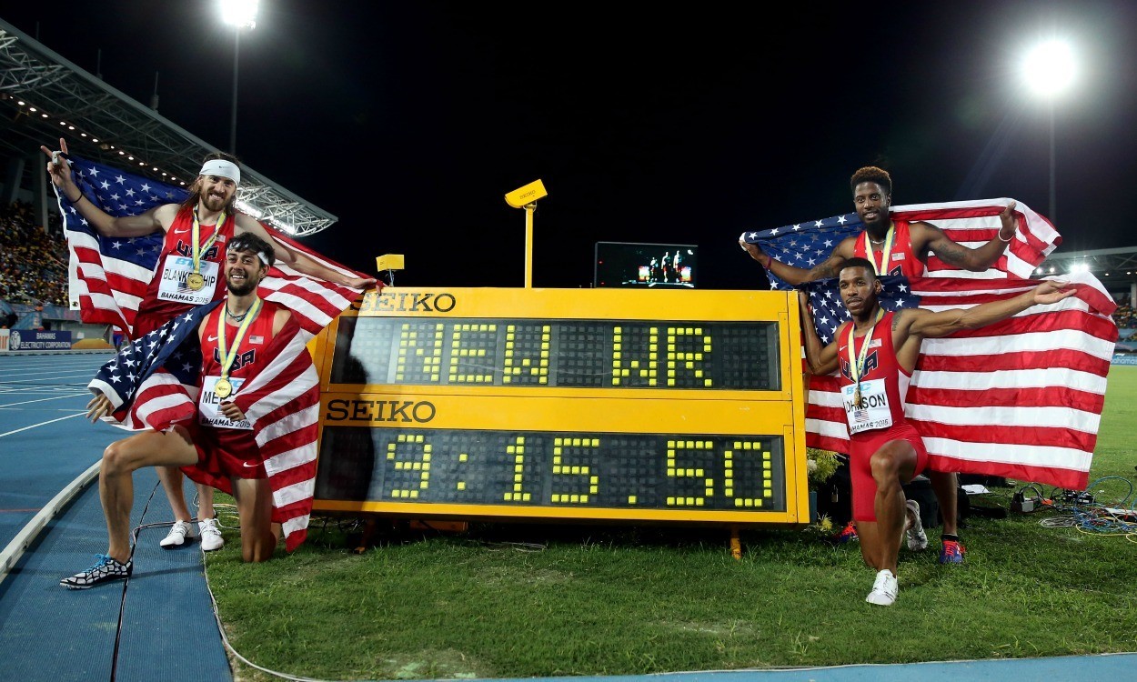USA's distance medley team after their recordbreaking run AW