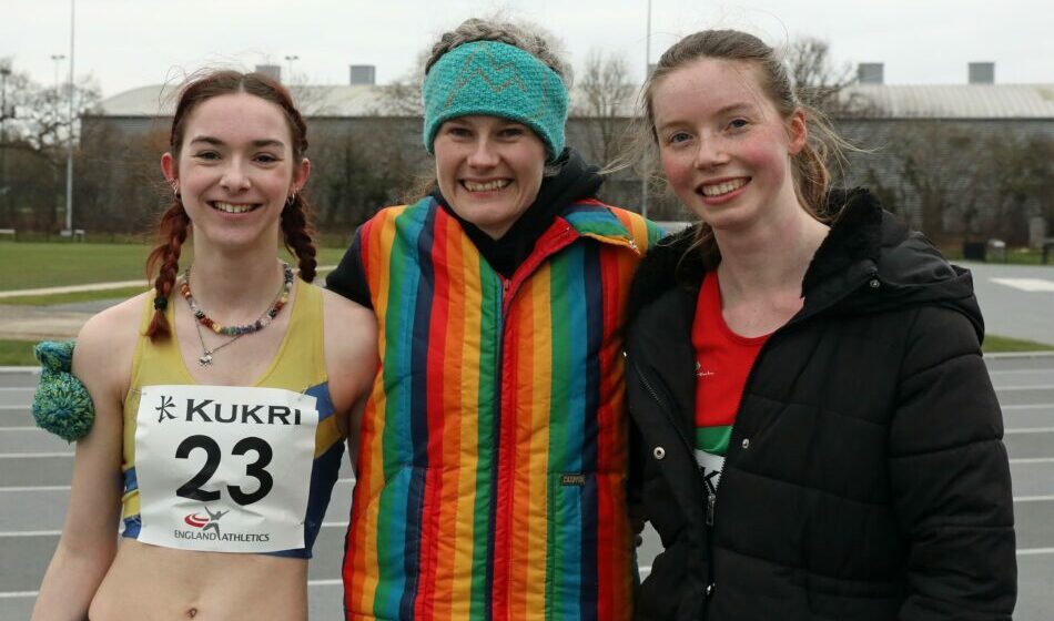 First Three Women in the England Athletic Winter Track Race Walking