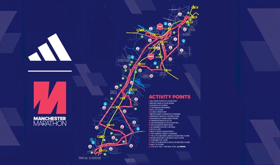 Manchester marathon route map AW